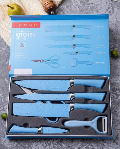 Premium Plavi Kuhinjski Set Noževa – Elegancija i Efikasnost u Vašoj Kuhinji!